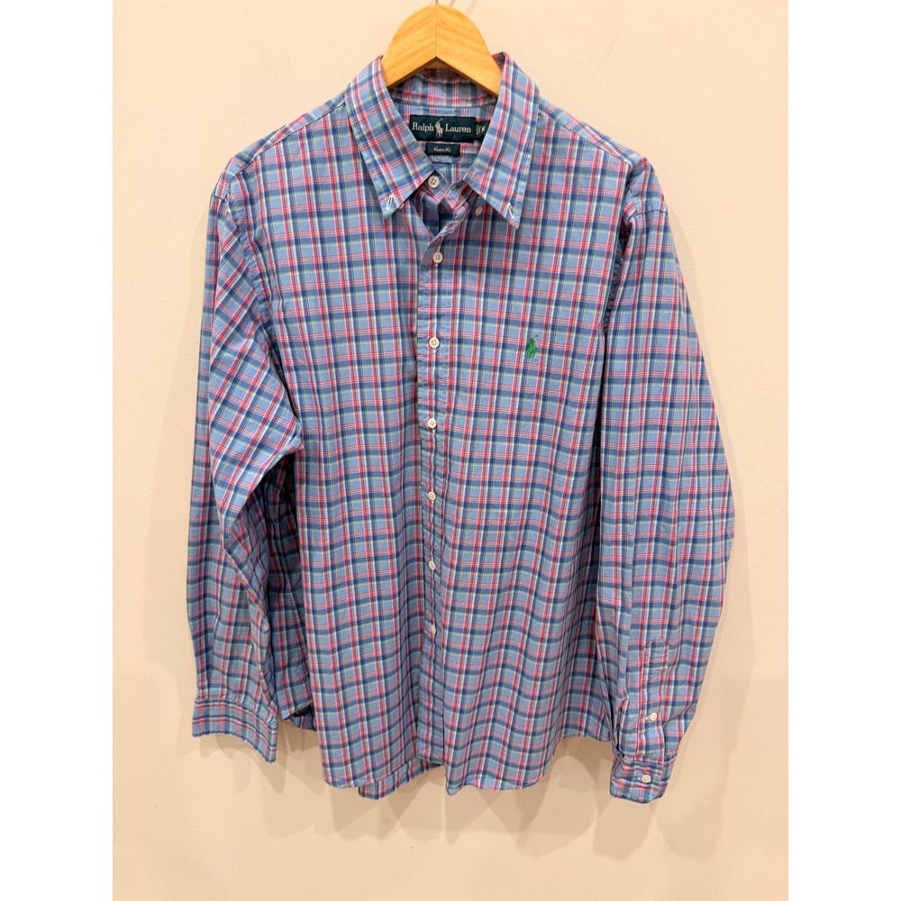 Ralph Lauren Men's Plaid Long Sleeve Button Down Shirt XL Blue Red
